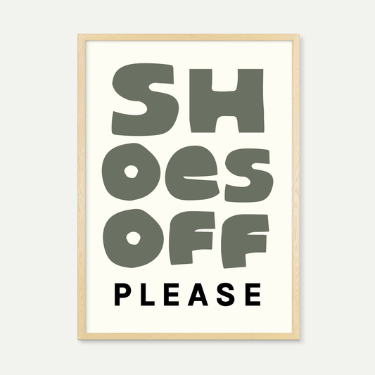 Shoes Off Please Print (Dark Green/Cream)